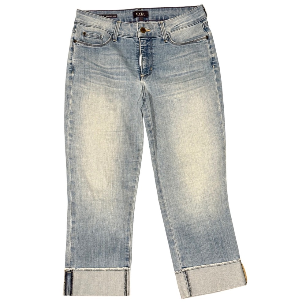 NYDJ Dayla Wide Cuff Capri‎ Jeans Women 6 Light Blue Good Lift Tuck Technology